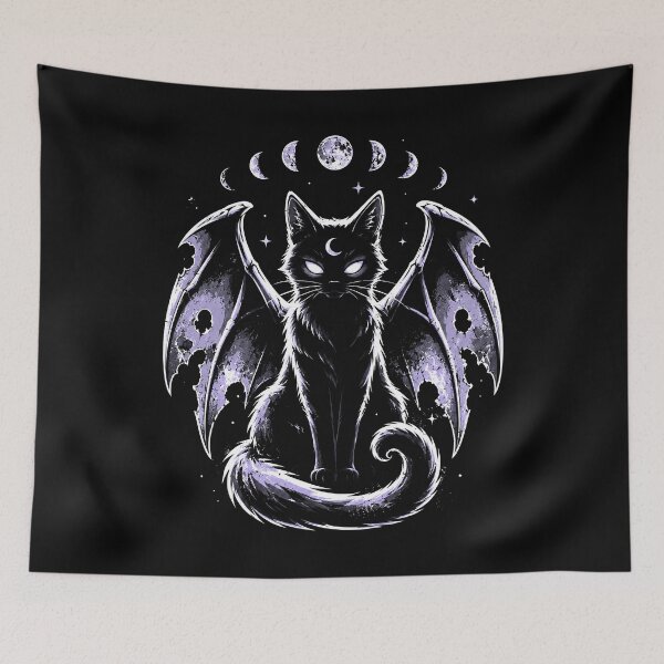 Item preview, Mystical Black Cat with Wings and Moon Phases Halloween designed and sold by rafaeltto.