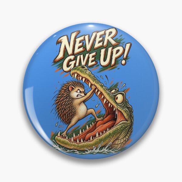 Item preview, Never Give Up – Brave Hedgehog vs Alligator Motivational Retro Art designed and sold by SVox.