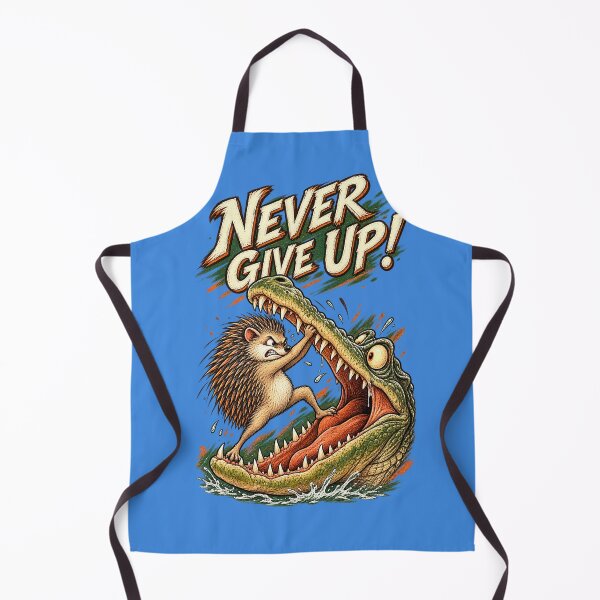 Item preview, Never Give Up – Brave Hedgehog vs Alligator Motivational Retro Art designed and sold by SVox.