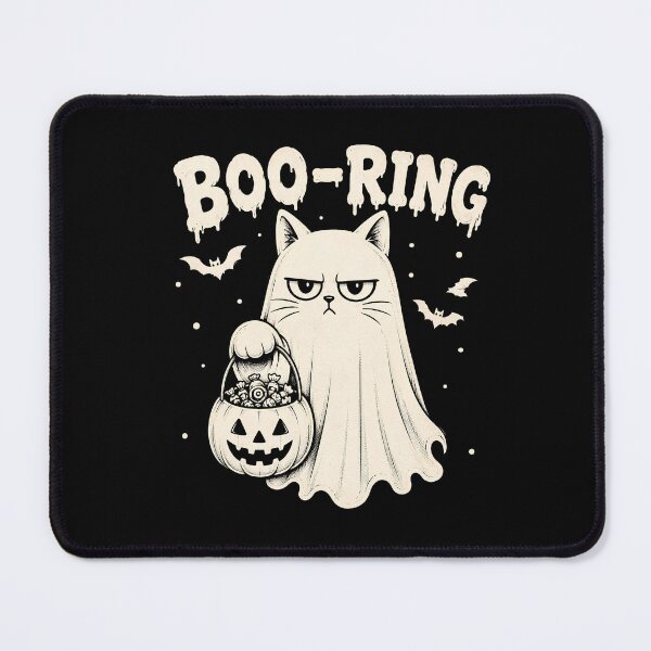Item preview, Boo-ring Vintage Ghost Cat Grumpy Black White Halloween designed and sold by Retro Whiskers.