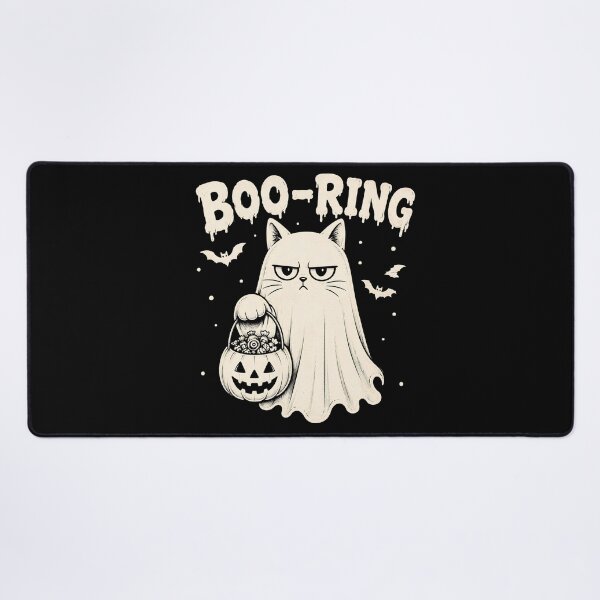 Item preview, Boo-ring Vintage Ghost Cat Grumpy Black White Halloween designed and sold by Retro Whiskers.