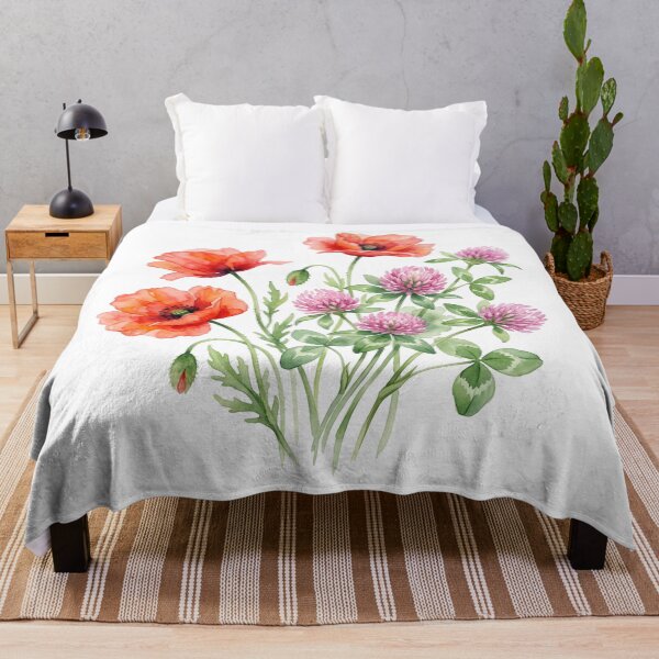 Item preview, Watercolor Poppy Clover Print | Wildflower Art designed and sold by PLANT LOVER'S PARADISE.
