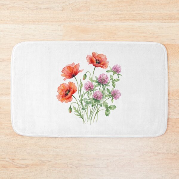 Item preview, Watercolor Poppy Clover Print | Wildflower Art designed and sold by PLANT LOVER'S PARADISE.