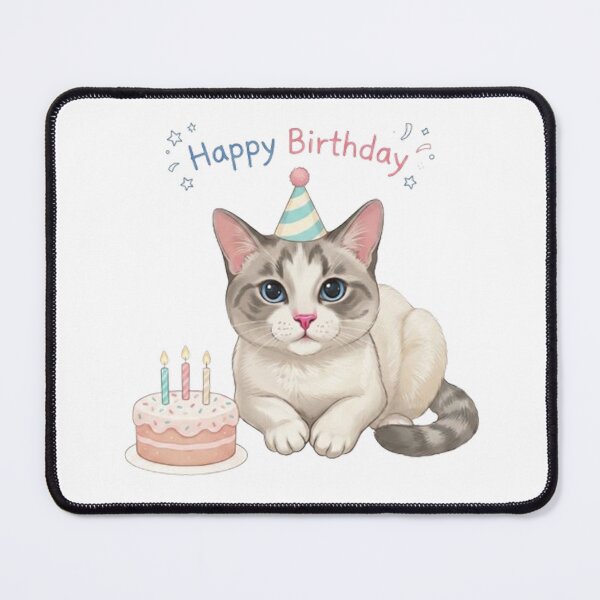 Item preview, Cute Birthday Cat with Cake and Party Hat Kawaii Kitten designed and sold by PetalsPaws.