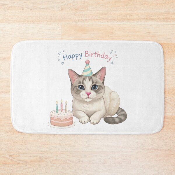 Item preview, Cute Birthday Cat with Cake and Party Hat Kawaii Kitten designed and sold by PetalsPaws.