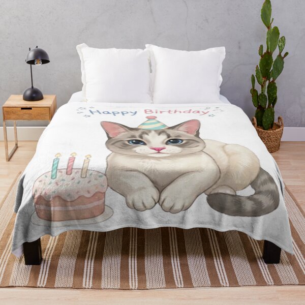 Item preview, Cute Birthday Cat with Cake and Party Hat Kawaii Kitten designed and sold by PetalsPaws.