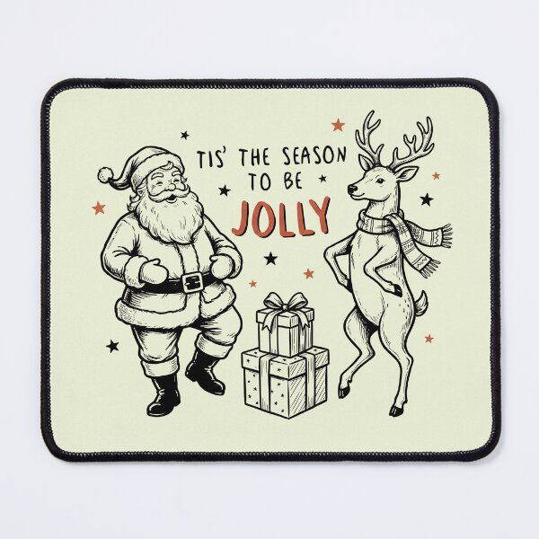 Item preview, Tis the Season to be Jolly Santa Reindeer Vintage Christmas designed and sold by Milasneeze.