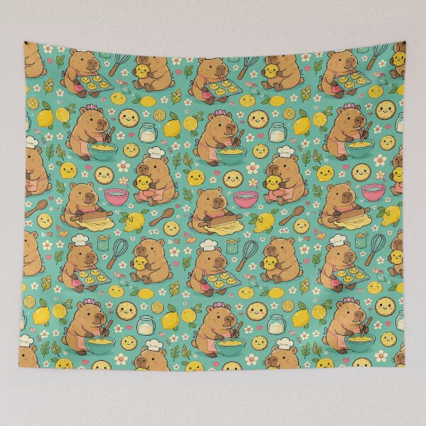 Item preview, Capybara Lemon Cookie Pattern designed and sold by Soft Berry Studio.