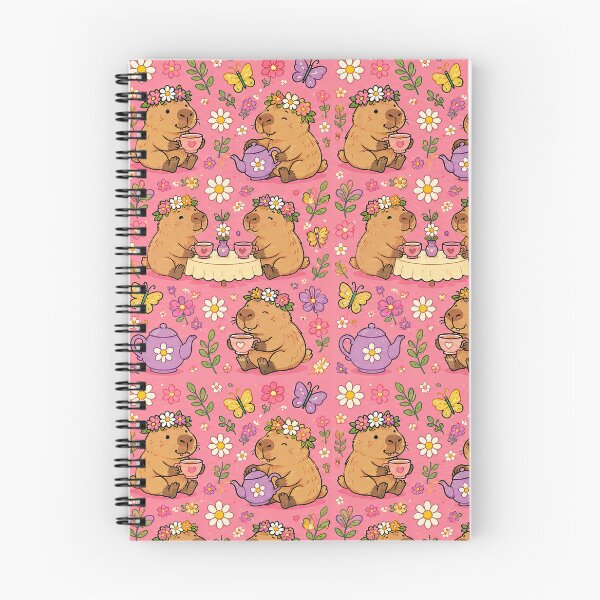 Item preview, Capybara Flower Crown Tea Party Pattern designed and sold by Soft Berry Studio.