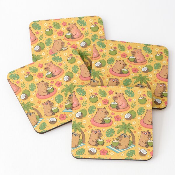 Item preview, Capybara Tropical Coconut Pattern designed and sold by Soft Berry Studio.