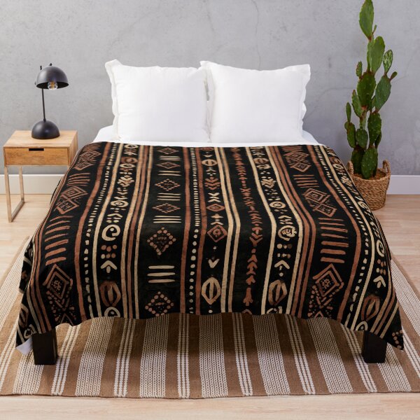Item preview, Batik de terracota crema negro con estampado de rayas de tela de barro designed and sold by Nine Lives Studio.