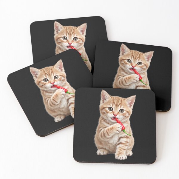 Item preview, Cute cat eats a chili designed and sold by ReneMM.