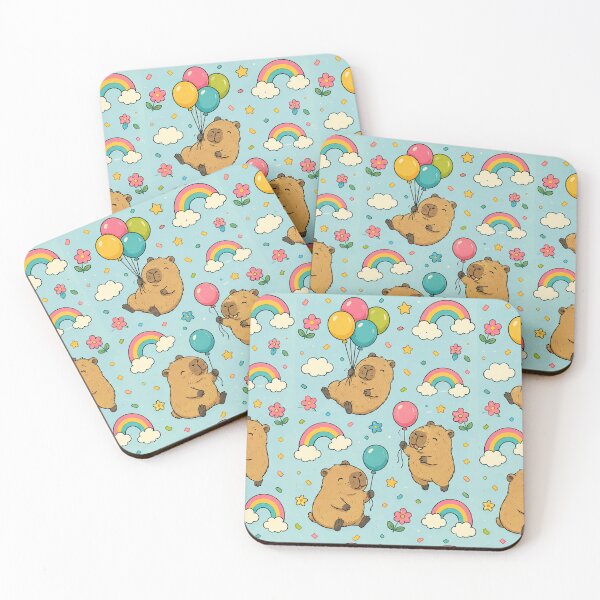 Item preview, Capybara Rainbow Balloon Pattern designed and sold by Soft Berry Studio.