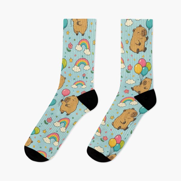 Item preview, Capybara Rainbow Balloon Pattern designed and sold by Soft Berry Studio.