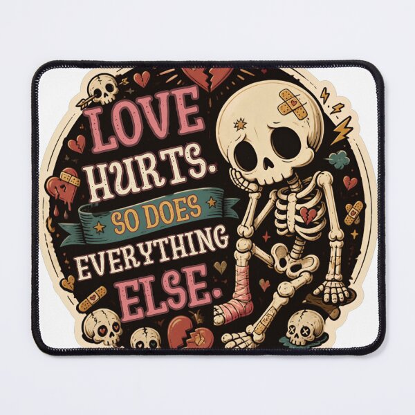 Item preview, Love Hurts So Does Everything Else Skeleton – Funny Dark Humor designed and sold by Rood Art Studio.
