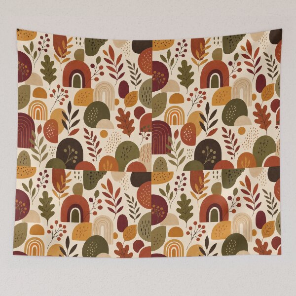 Item preview, Retro Autumn Botanical Pattern – Mid Century Fall Abstract Art designed and sold by astersgraphics.