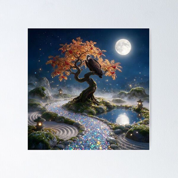 Item preview, October Opal Zen Garden – Vulture Moon Crystal Art designed and sold by Roanemermaid.