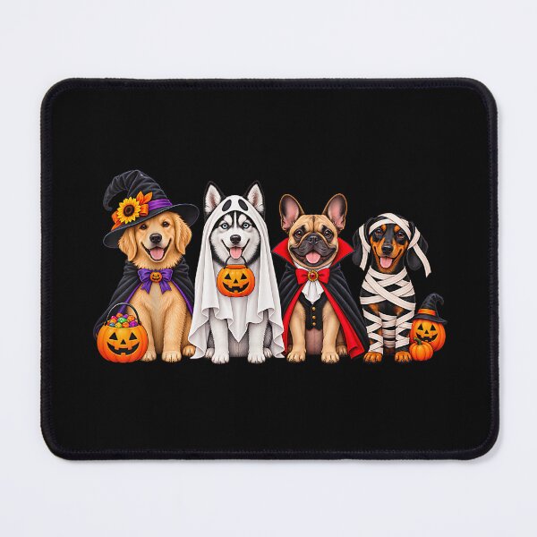 Item preview, Cute Halloween Witch Dog with Pumpkins and Ghosts designed and sold by Rahamkshop.