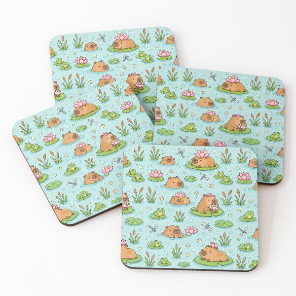 Item preview, Capybara Water Lily Pond Pattern designed and sold by Soft Berry Studio.