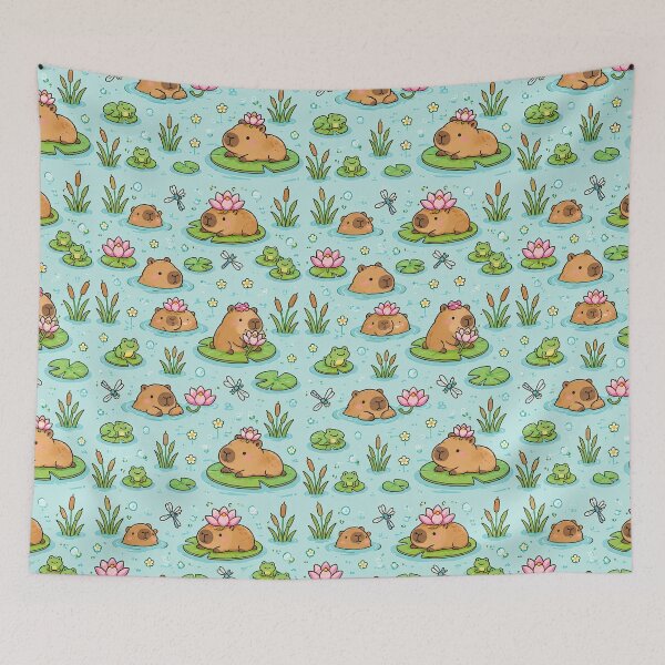 Item preview, Capybara Water Lily Pond Pattern designed and sold by Soft Berry Studio.