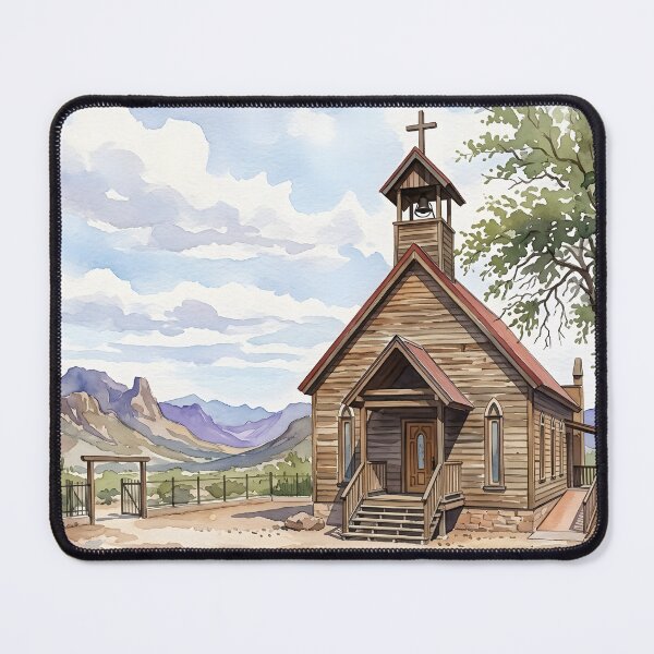 Item preview, Old Church Watercolor Print, Arizona Travel Poster designed and sold by POSTERIOCREW.