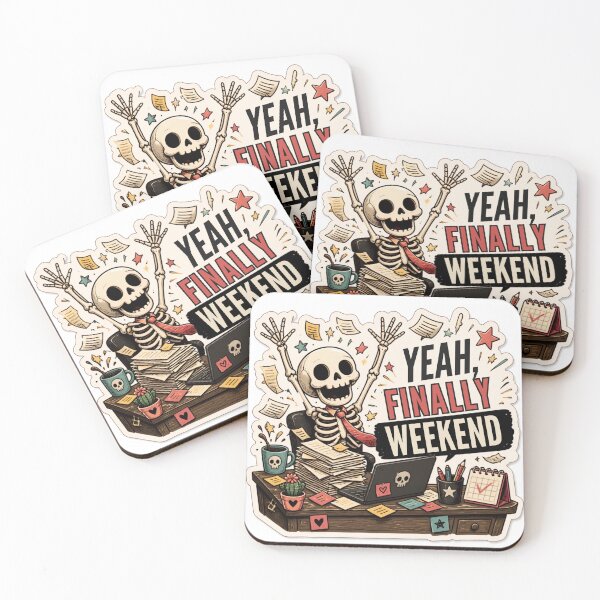 Item preview, Yeah Finally Weekend Skeleton – Funny Work & Weekend Humor designed and sold by Rood Art Studio.