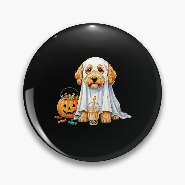 Item preview, Cute Halloween Witch Dog with Pumpkins and Ghosts designed and sold by Rahamkshop.