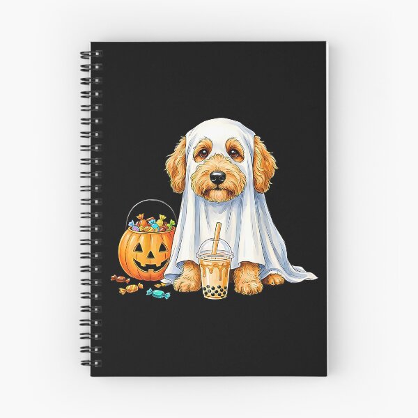 Item preview, Cute Halloween Witch Dog with Pumpkins and Ghosts designed and sold by Rahamkshop.