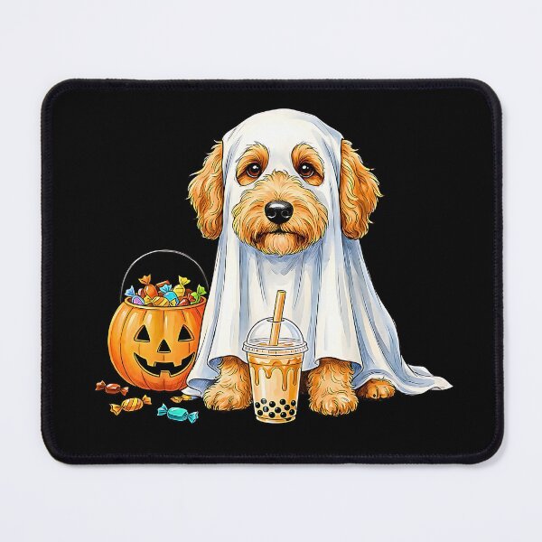 Item preview, Cute Halloween Witch Dog with Pumpkins and Ghosts designed and sold by Rahamkshop.