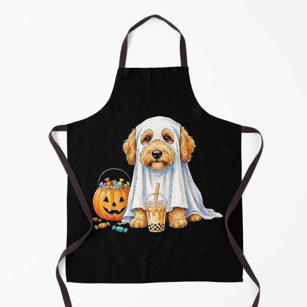 Item preview, Cute Halloween Witch Dog with Pumpkins and Ghosts designed and sold by Rahamkshop.