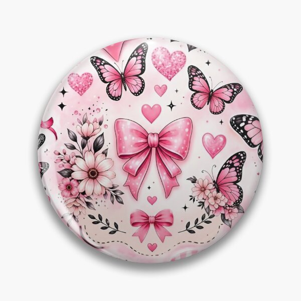Artikelvorschau, Niedliches Design mit rosa Blumen, Schmetterlingen und Schleifen entworfen und verkauft von MAXIZPRINT.