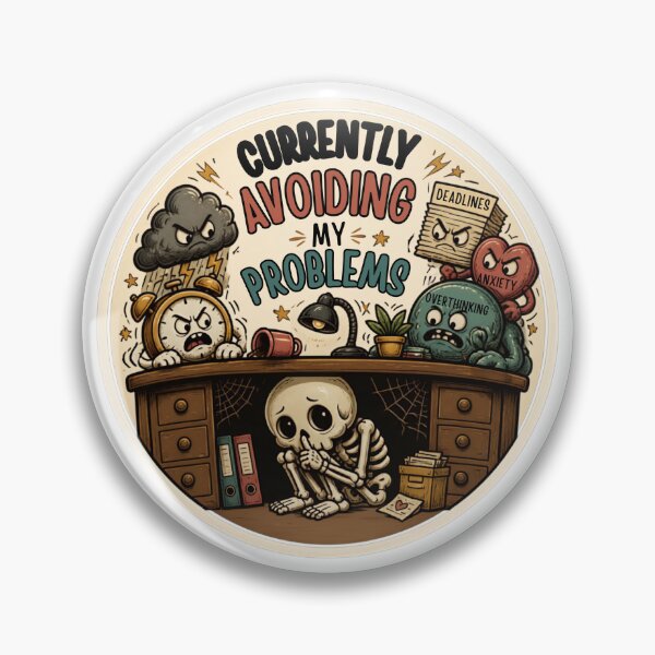 Item preview, Currently Avoiding My Problems Skeleton – Funny Dark Humor Quote designed and sold by Rood Art Studio.