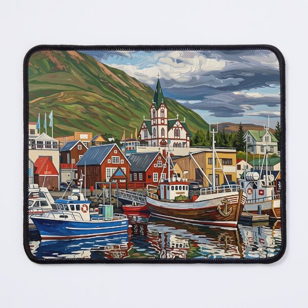 Item preview, Husavik Acrylic Print,Iceland Travel Poster designed and sold by POSTERIOCREW.