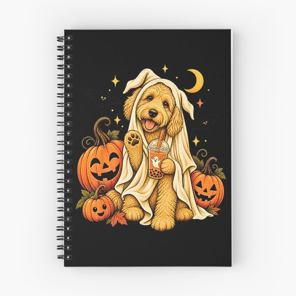 Item preview, Cute Halloween Witch Dog with Pumpkins and Ghosts designed and sold by Rahamkshop.