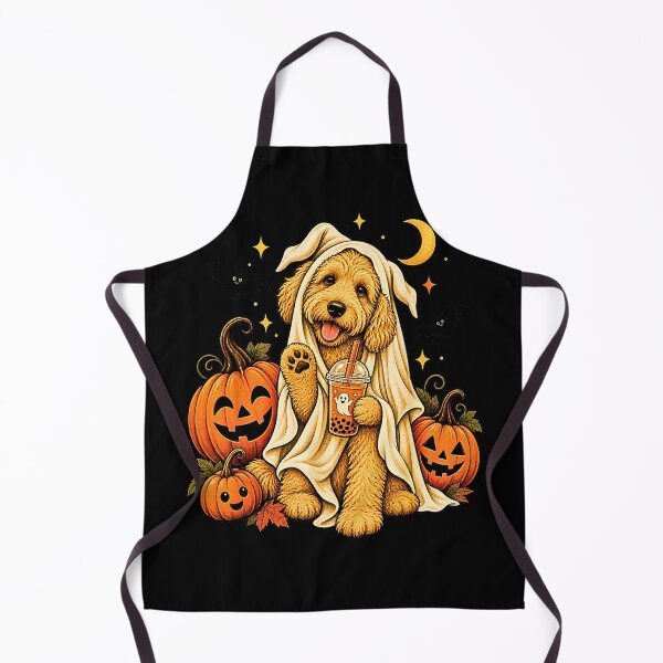 Item preview, Cute Halloween Witch Dog with Pumpkins and Ghosts designed and sold by Rahamkshop.