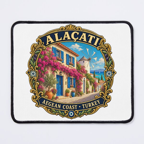 Item preview, Alaçatı Aegean Coast Vintage Travel Badge designed and sold by DreamPaw Studio.
