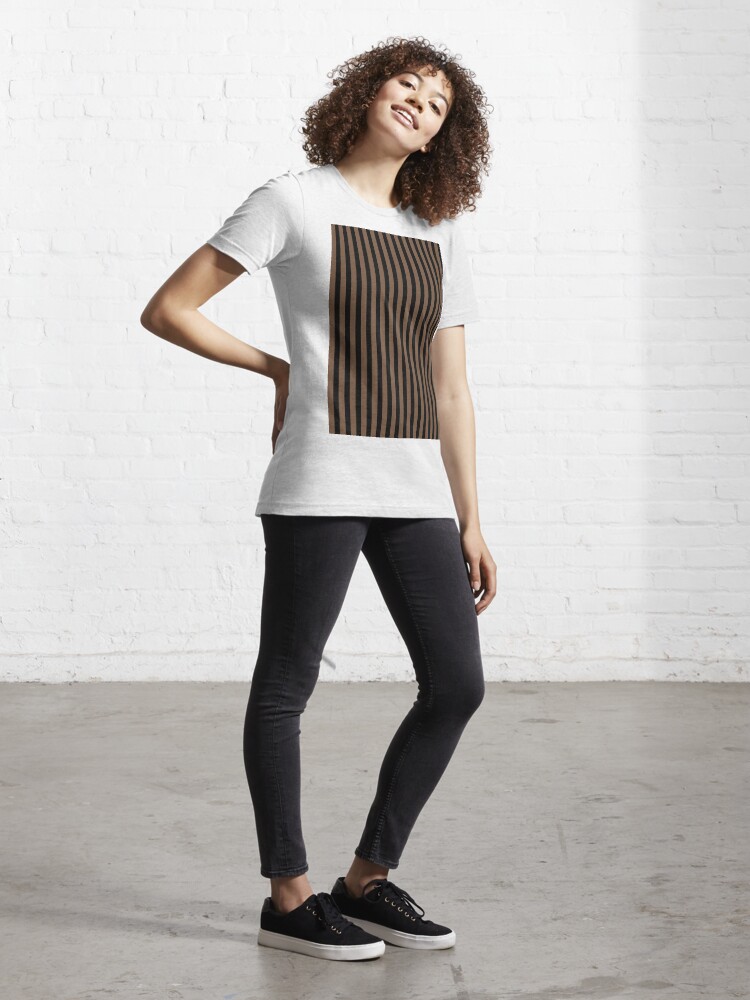 Coffee Brown and Black Vertical Stripes Essential T-Shirt for Sale by  ColorPatterns