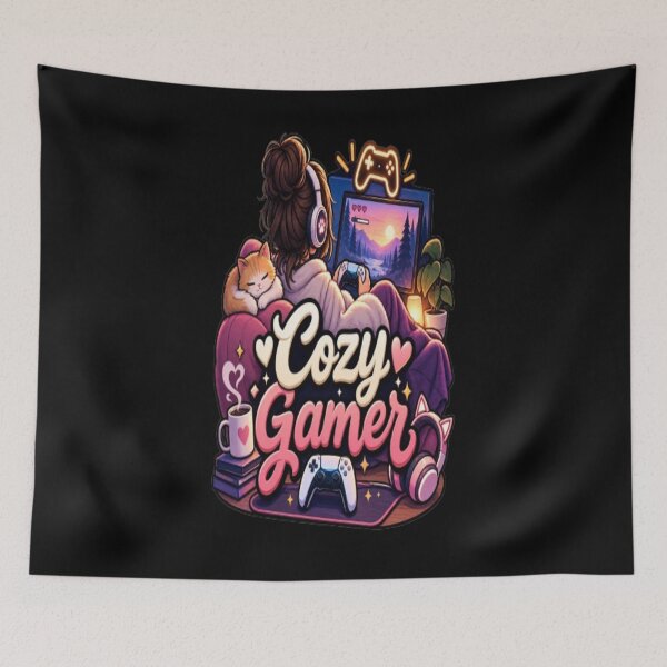 Item preview, Cozy Gamer – Cute Gaming Cat & Cozy Gaming Setup designed and sold by v6ziix.