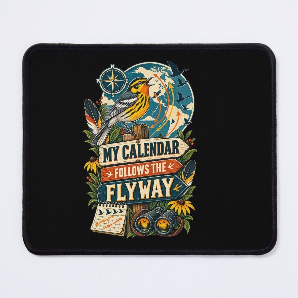 Item preview, My Calendar Follows the Flyway – Retro Birding Humor designed and sold by FreshPixelArt.