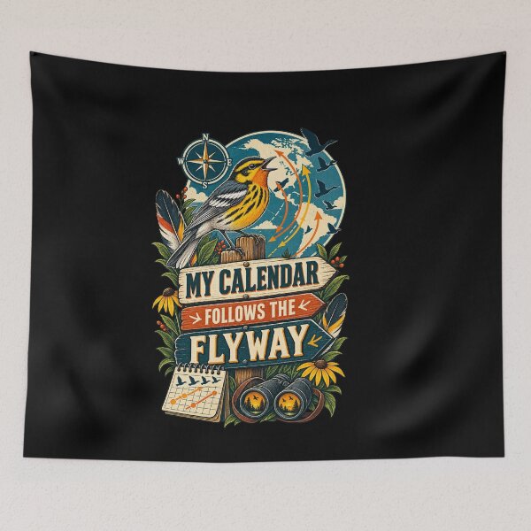 Item preview, My Calendar Follows the Flyway – Retro Birding Humor designed and sold by FreshPixelArt.
