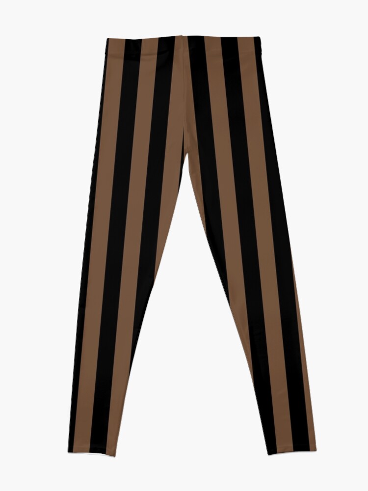 Discover Coffee Brown and Black Vertical Stripes Leggings