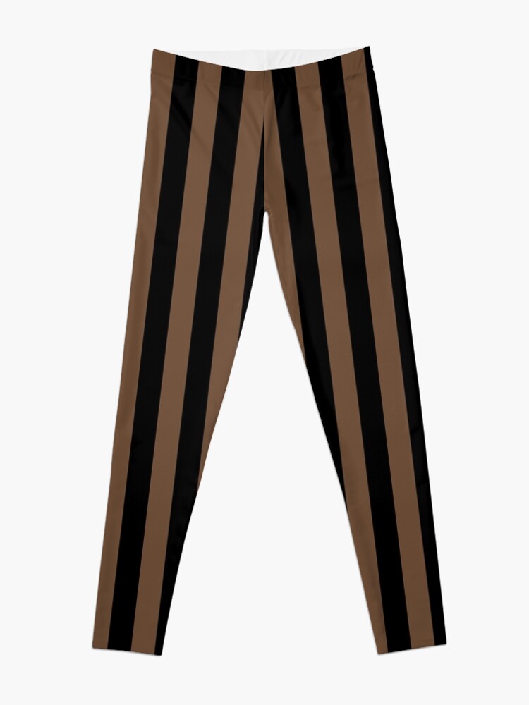 Disover Coffee Brown and Black Vertical Stripes Leggings
