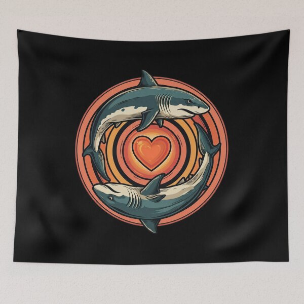 Item preview, Matching Couples Sharks Circling a Heart T-Shirt | Cute Shark Lover Couple Graphic Gift designed and sold by Trendably.
