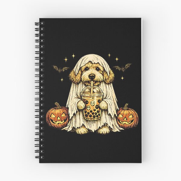 Item preview, Cute Halloween Witch Dog with Pumpkins and Ghosts designed and sold by Rahamkshop.