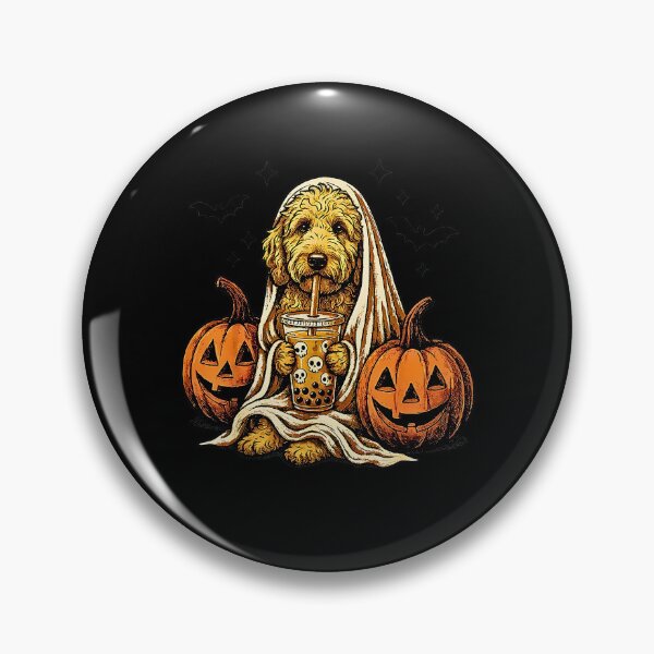 Item preview, Cute Halloween Witch Dog with Pumpkins and Ghosts designed and sold by Rahamkshop.