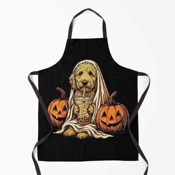 Item preview, Cute Halloween Witch Dog with Pumpkins and Ghosts designed and sold by Rahamkshop.