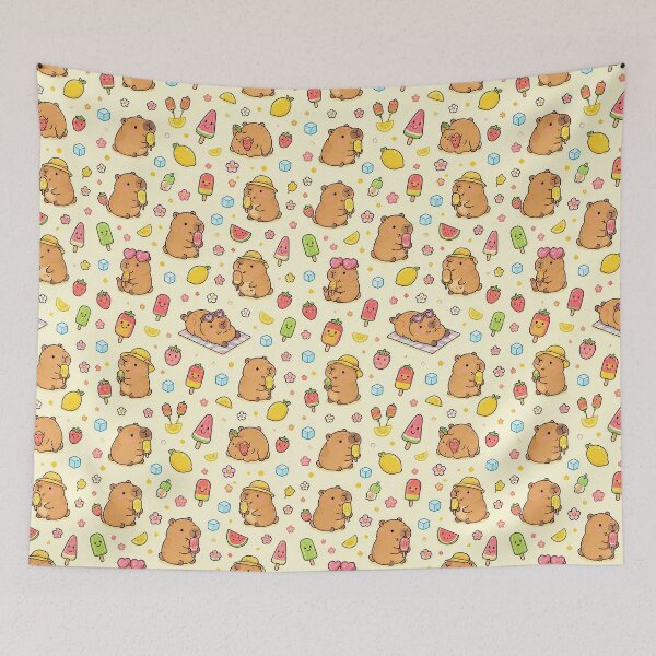 Item preview, Capybara Fruit Popsicle Pattern designed and sold by Soft Berry Studio.