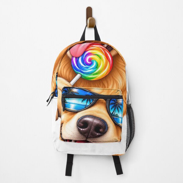 Item preview, Golden Retriever with Rainbow Lollipop – Cool Summer Dog Sticker designed and sold by Genzfirevibes.