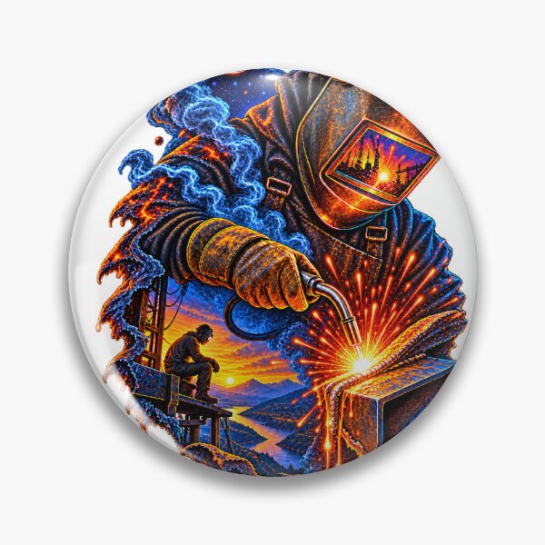 Item preview, Fiery Welder at Work Illustration designed and sold by aether.arts.