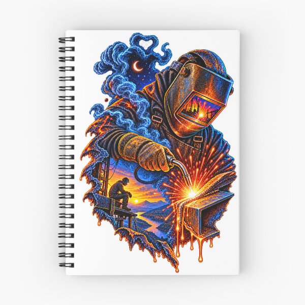 Item preview, Fiery Welder at Work Illustration designed and sold by aether.arts.